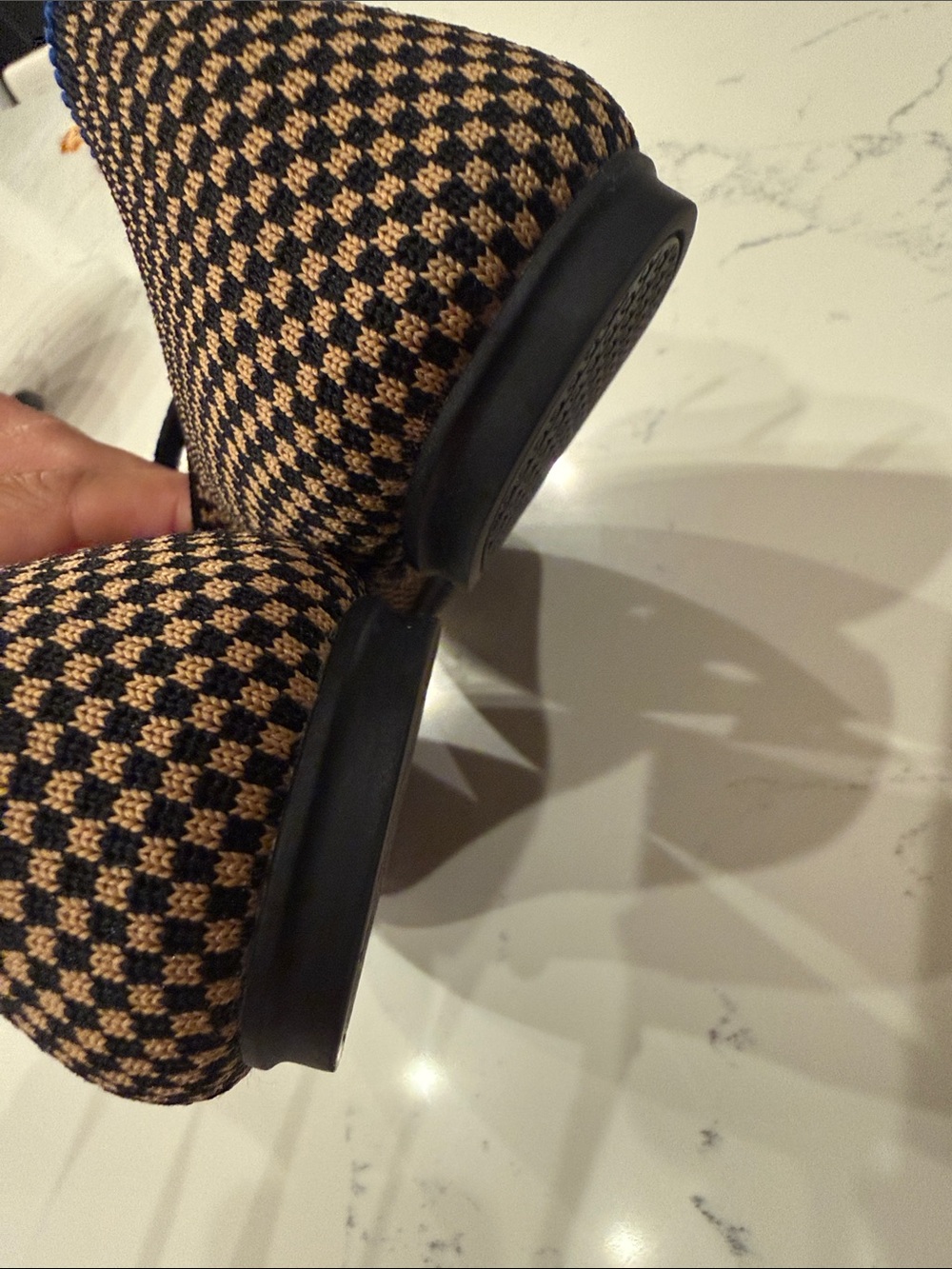Rothy's The Square Mary Jane in Wren Brown and Black Micro Checkered Size 9 - Picture 6 of 11